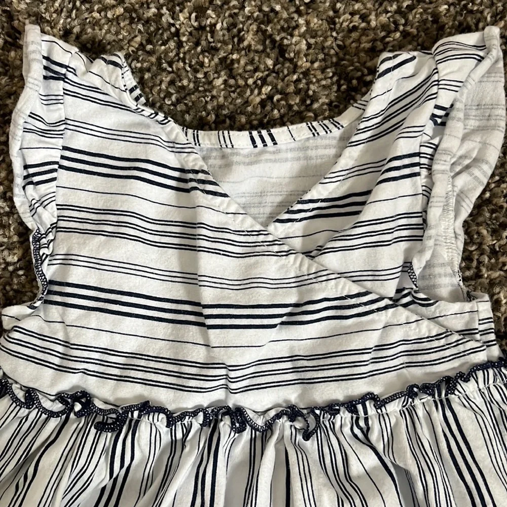 LIKE NEW-Carter’s White dress with Navy blue stripes size 24 month - Picture 3 of 4